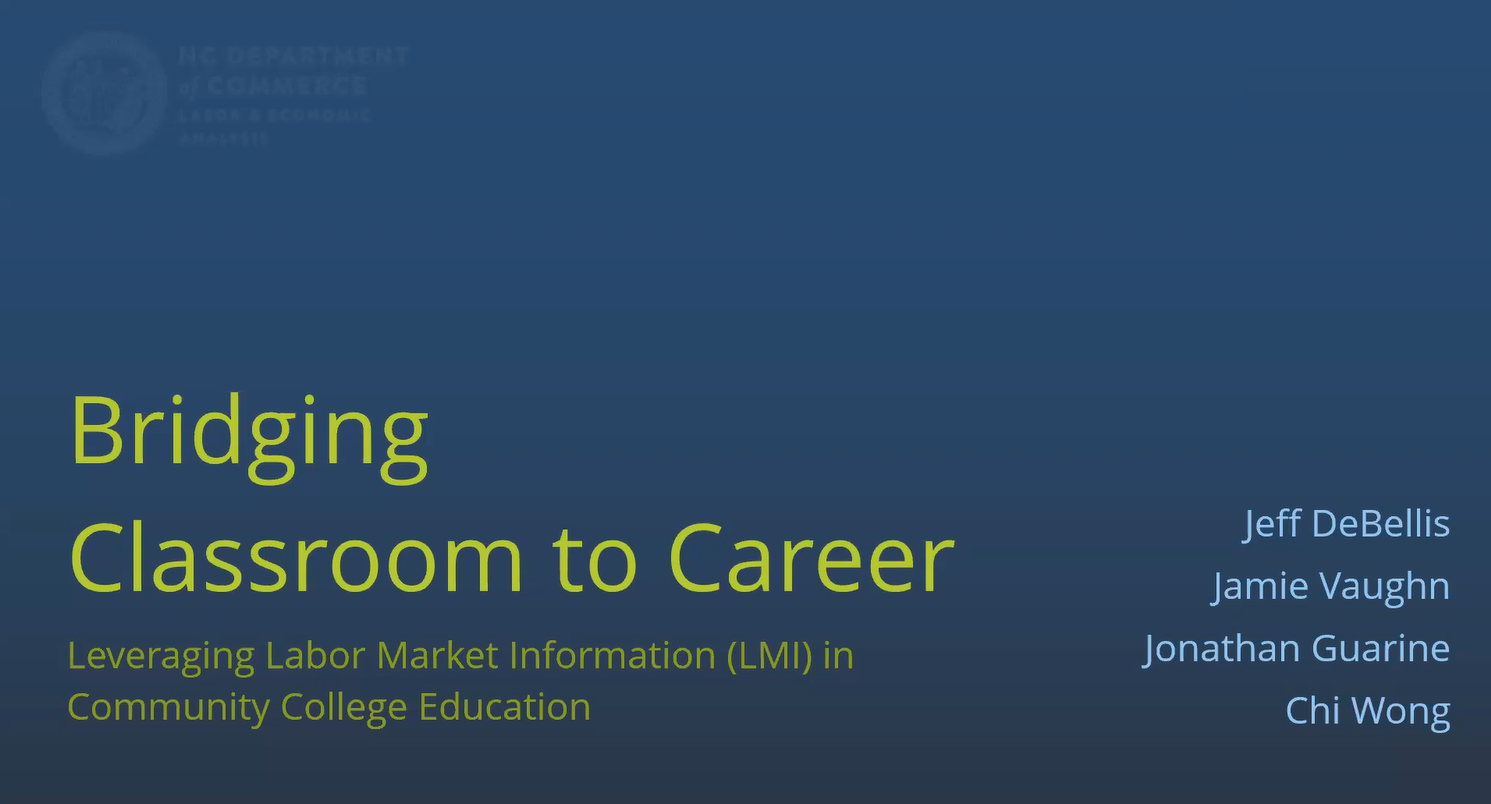 Bridging Classroom to Career - Leveraging Labor Market Information (LMI) in Community College Education